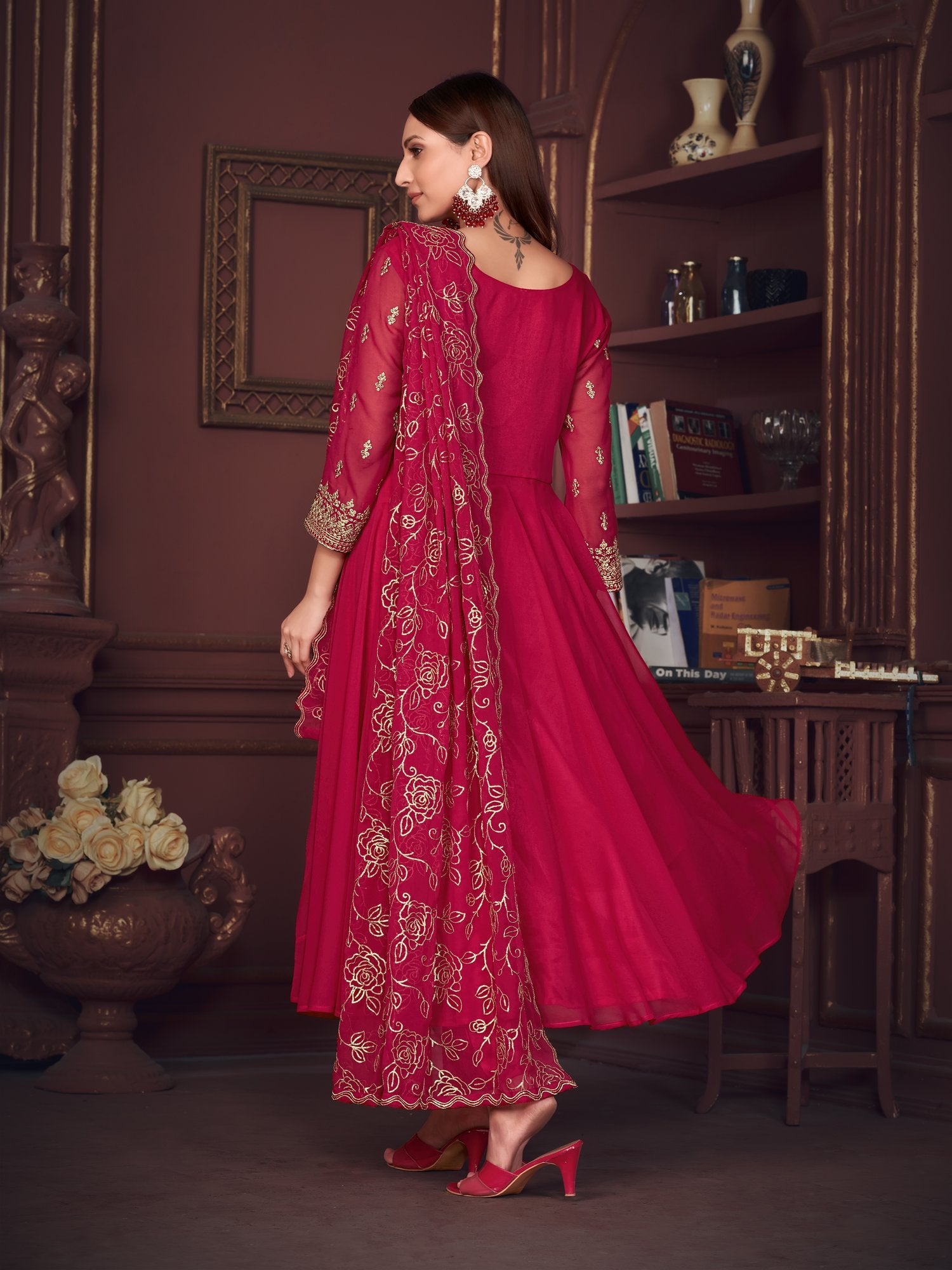 Pink Georgette Anarkali Suit
