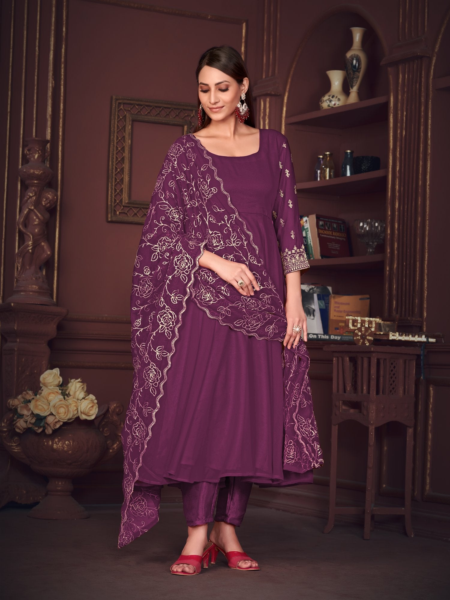 Purple Georgette Anarkali Suit