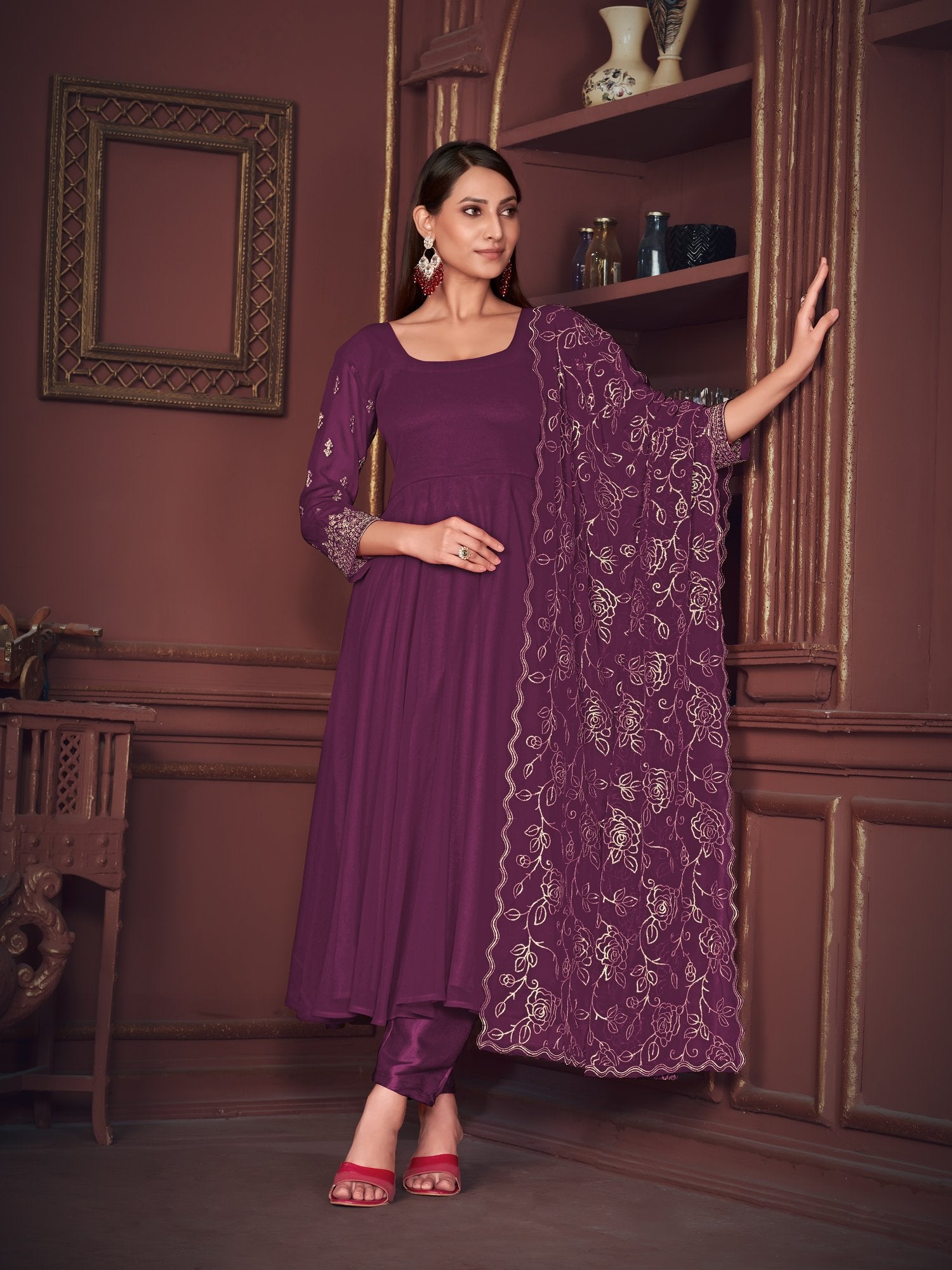 Purple Georgette Anarkali Suit