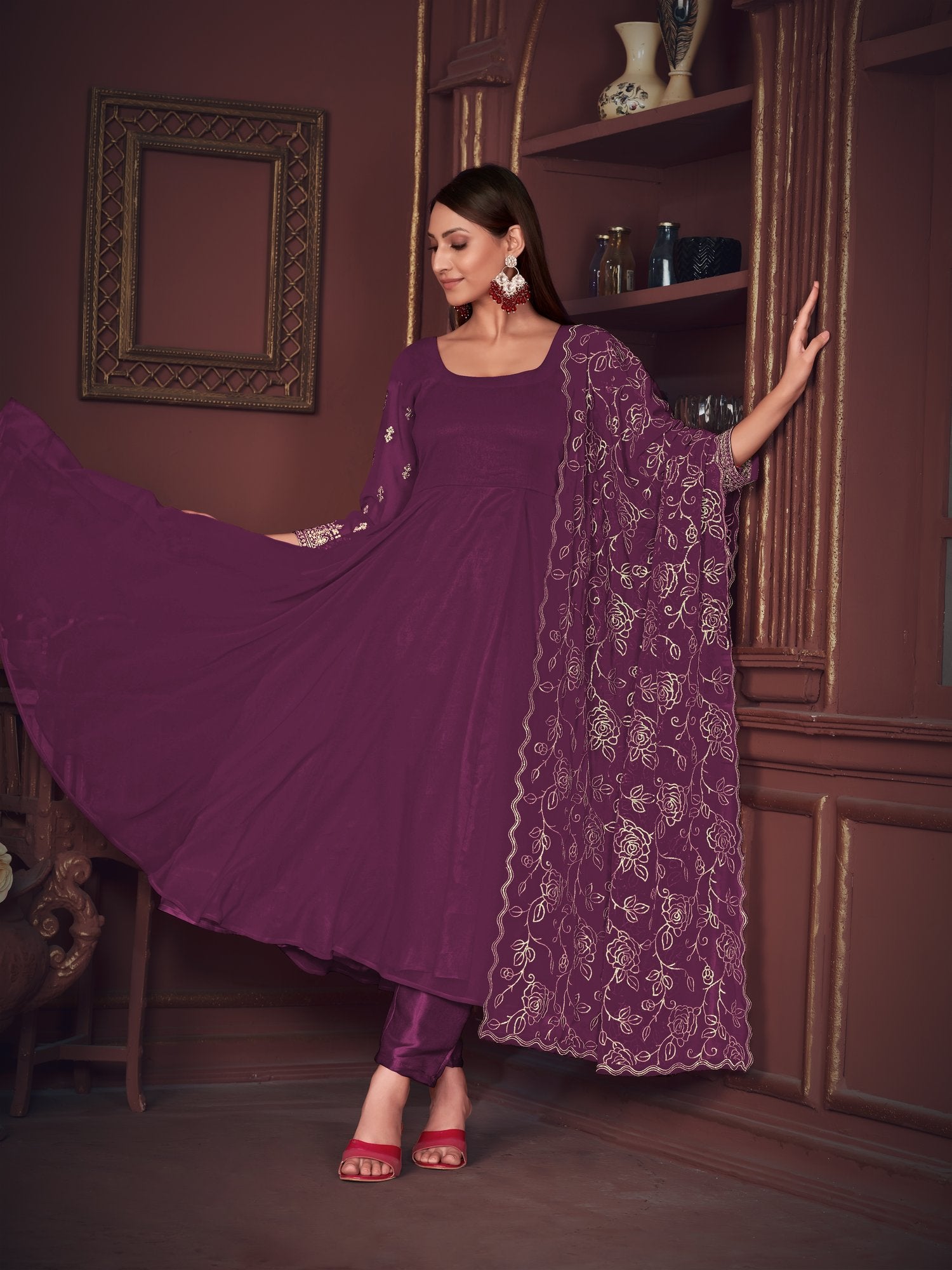 Purple Georgette Anarkali Suit