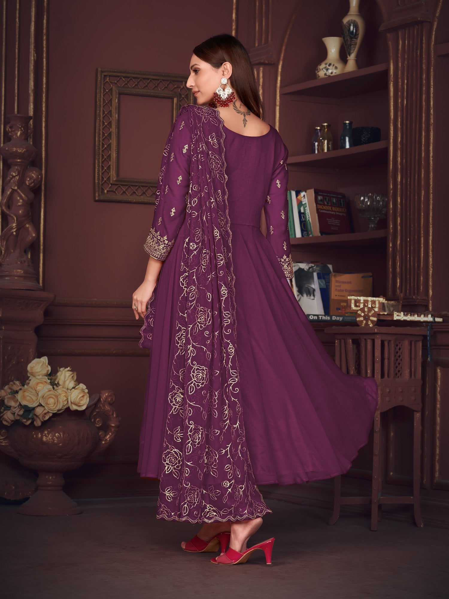 Purple Georgette Anarkali Suit
