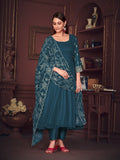 Turquoise Blue Georgette Anarkali Suit