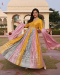 Multi Color Rangoli Silk Anarkali Suit
