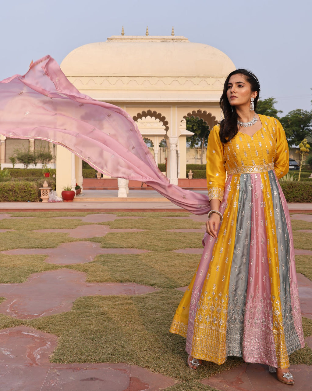 Multi Color Rangoli Silk Anarkali Suit