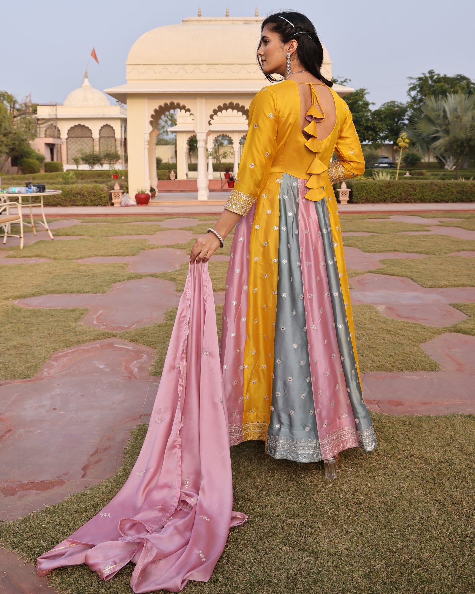 Multi Color Rangoli Silk Anarkali Suit