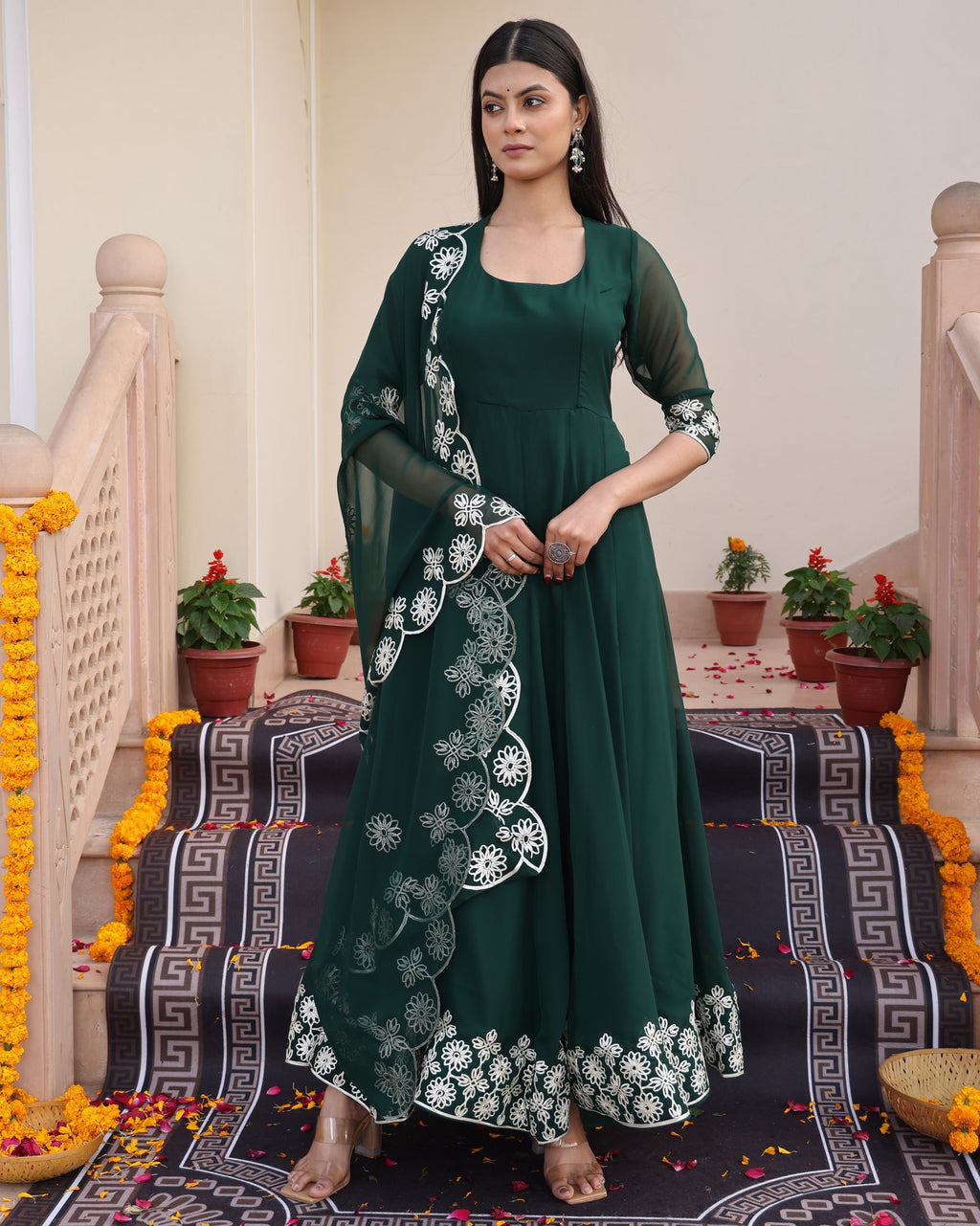 Green Georgette Anarkali Suit