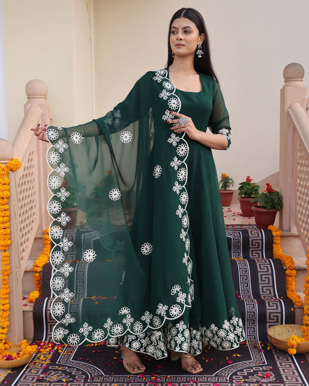 Green Georgette Anarkali Suit