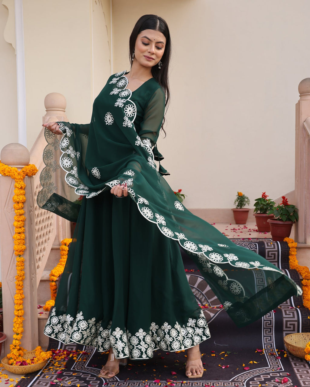 Green Georgette Anarkali Suit