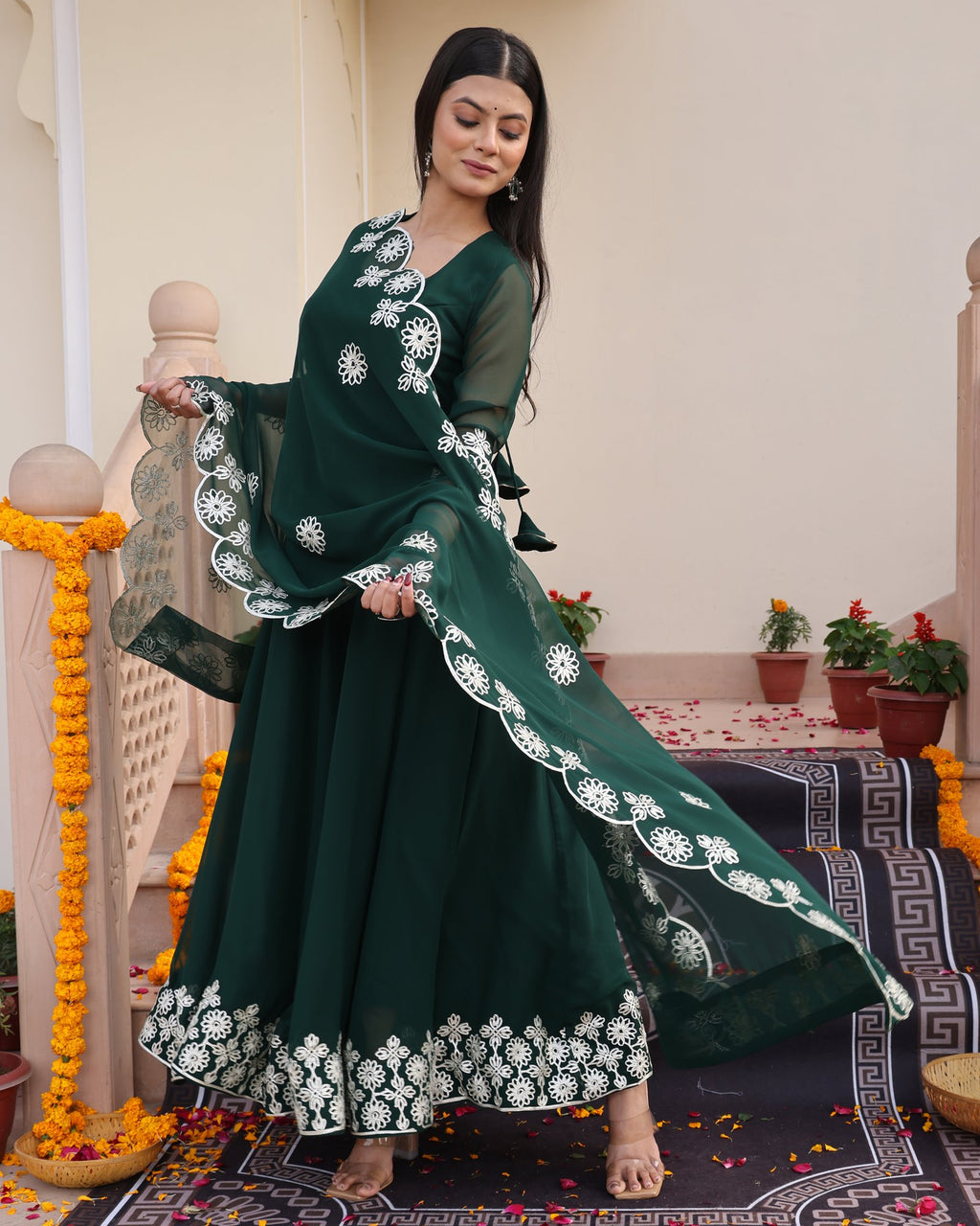 Green Georgette Anarkali Suit