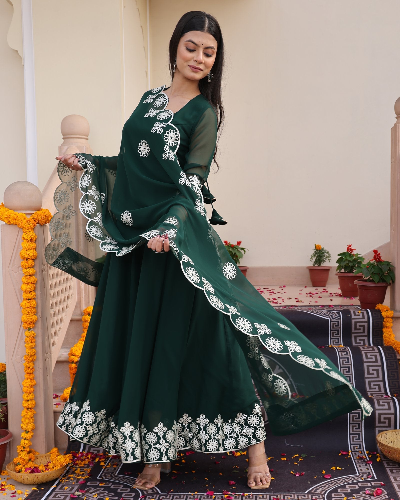 Green Georgette Anarkali Suit