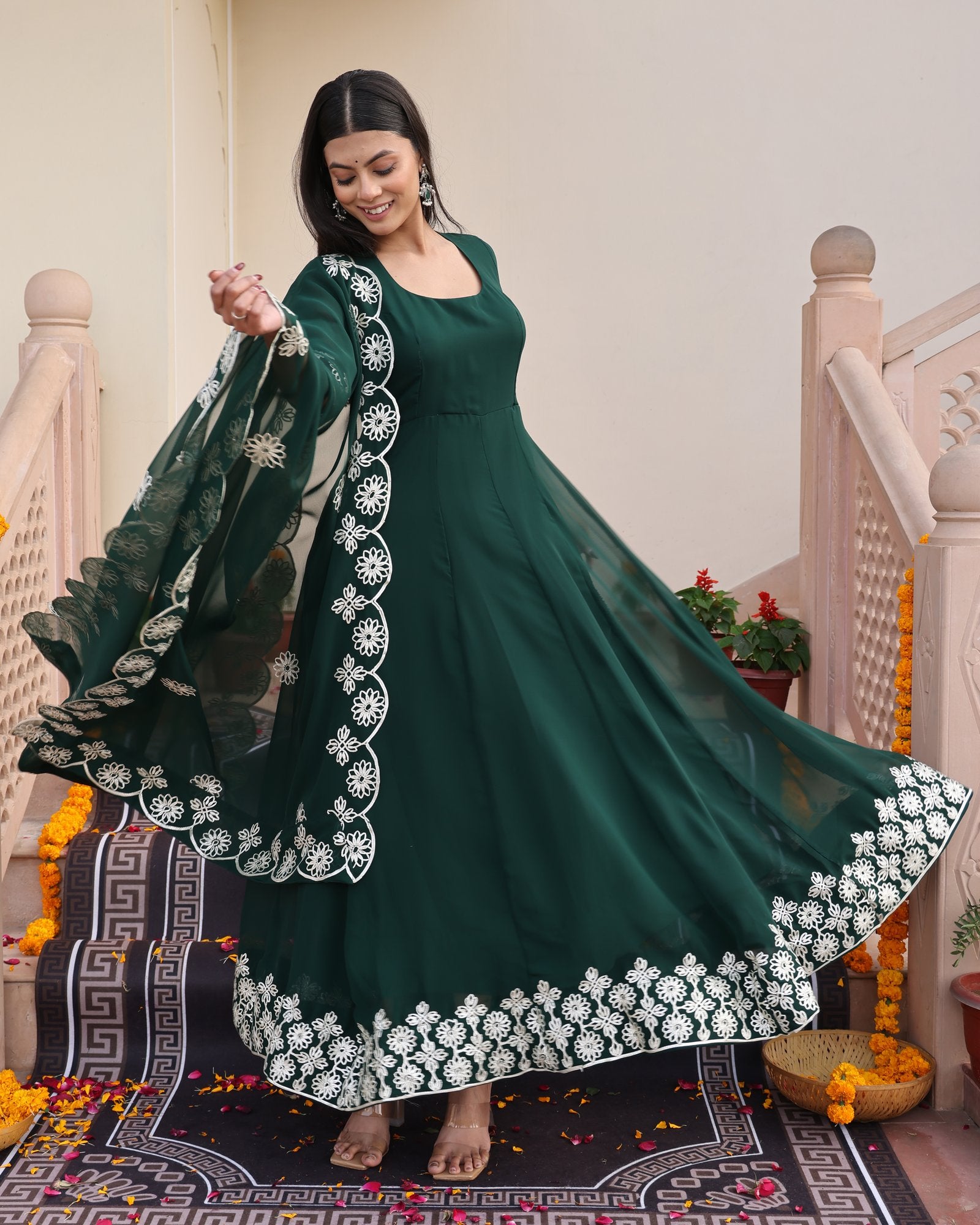Green Georgette Anarkali Suit