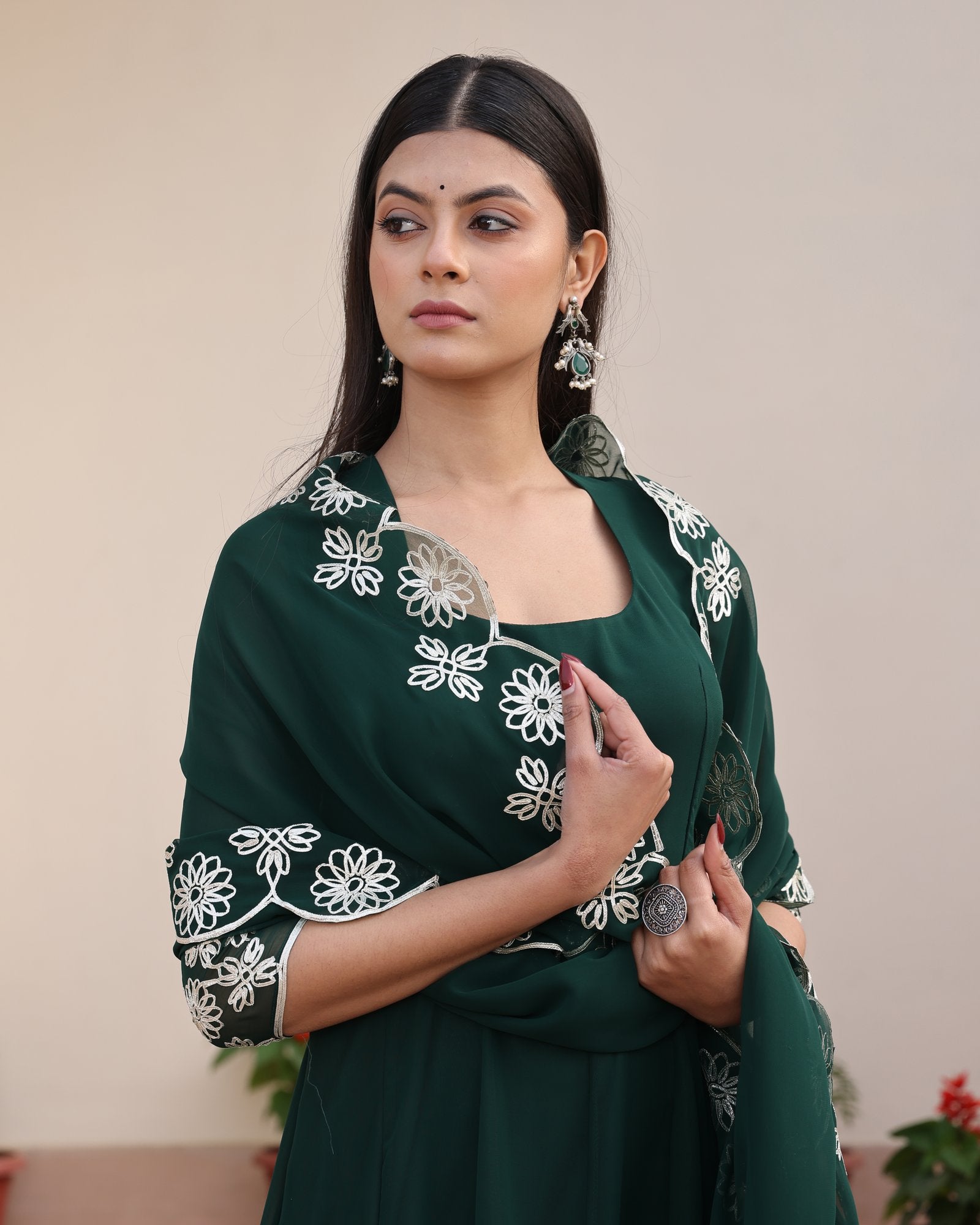 Green Georgette Anarkali Suit