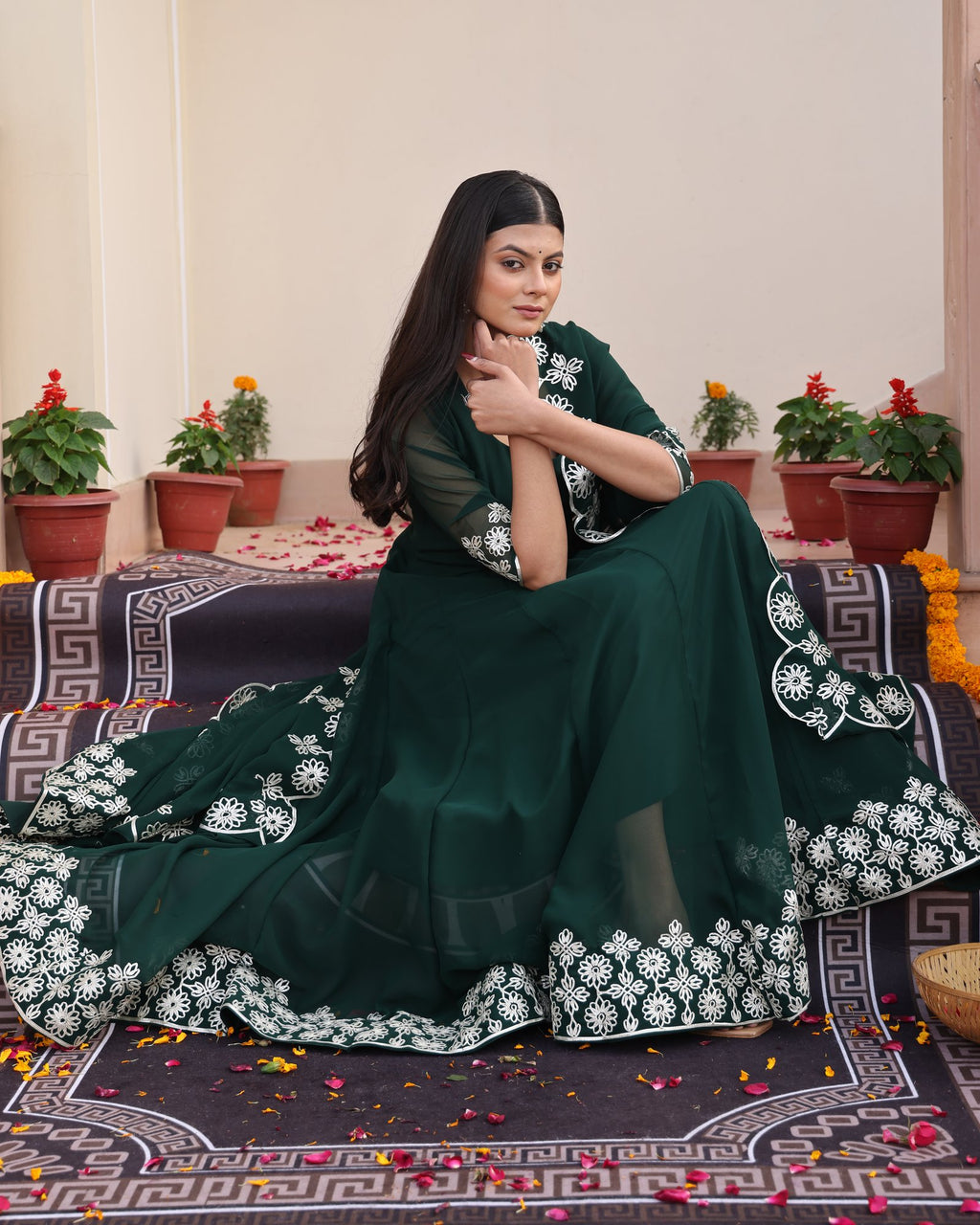 Green Georgette Anarkali Suit