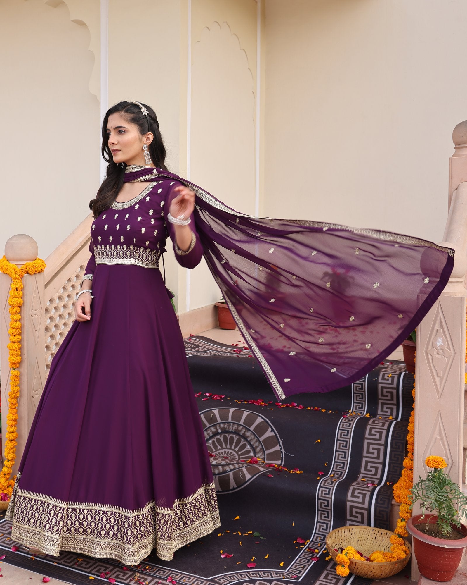 Purple Georgette Anarkali Suit