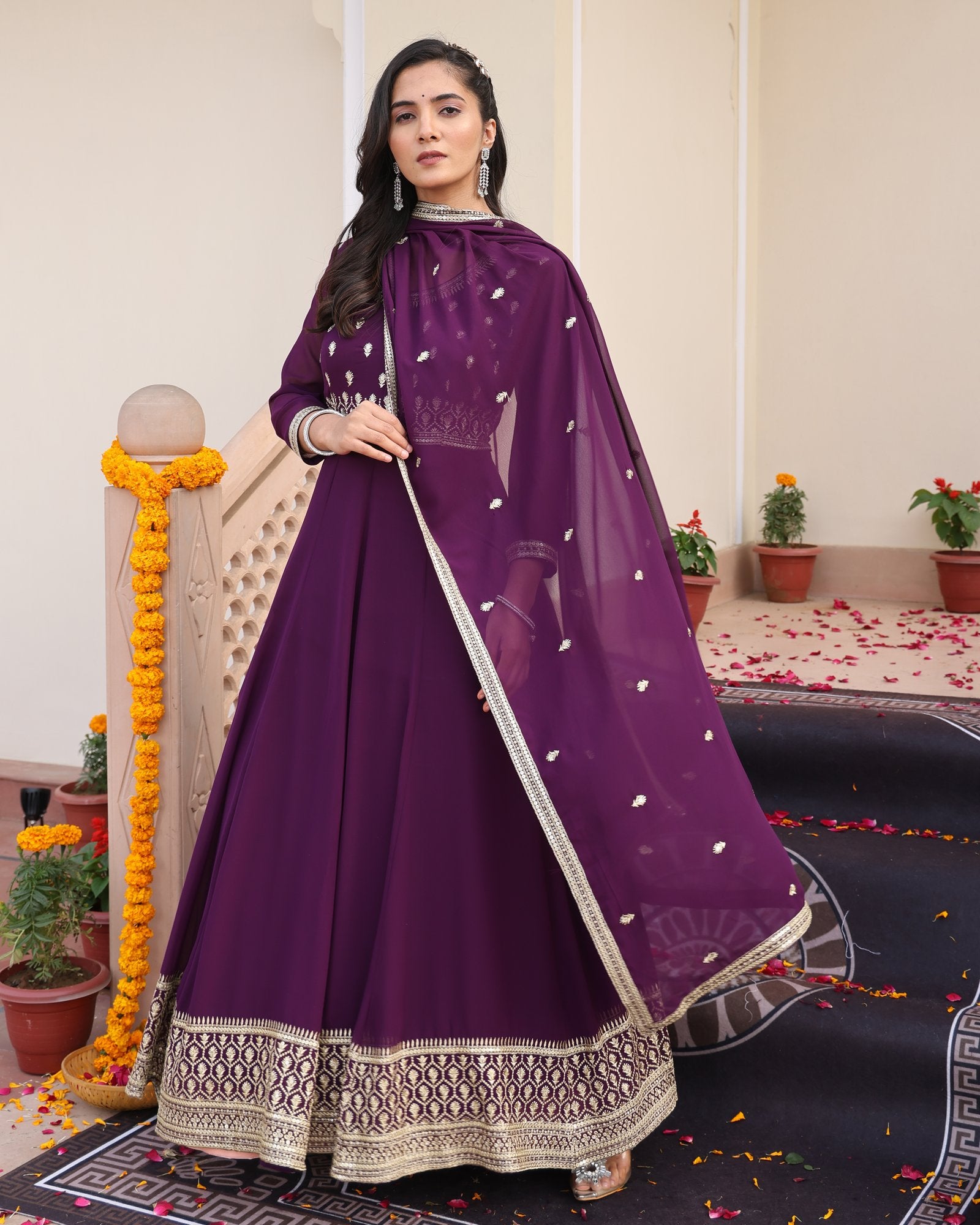Purple Georgette Anarkali Suit