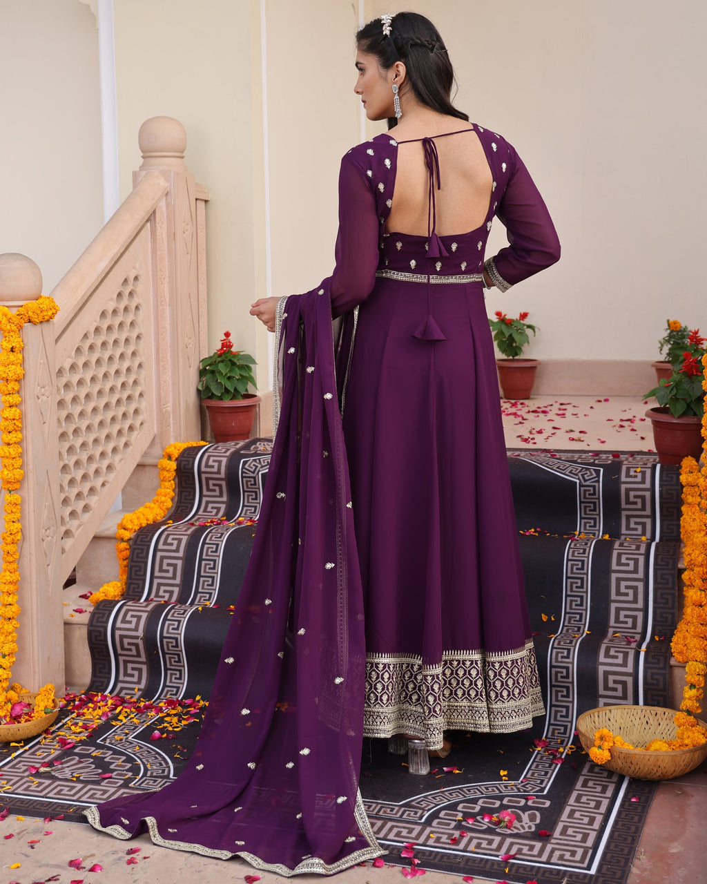 Purple Georgette Anarkali Suit