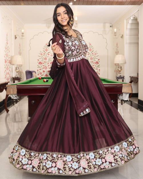 Coffeee Rangoli Silk Anarkali Suit