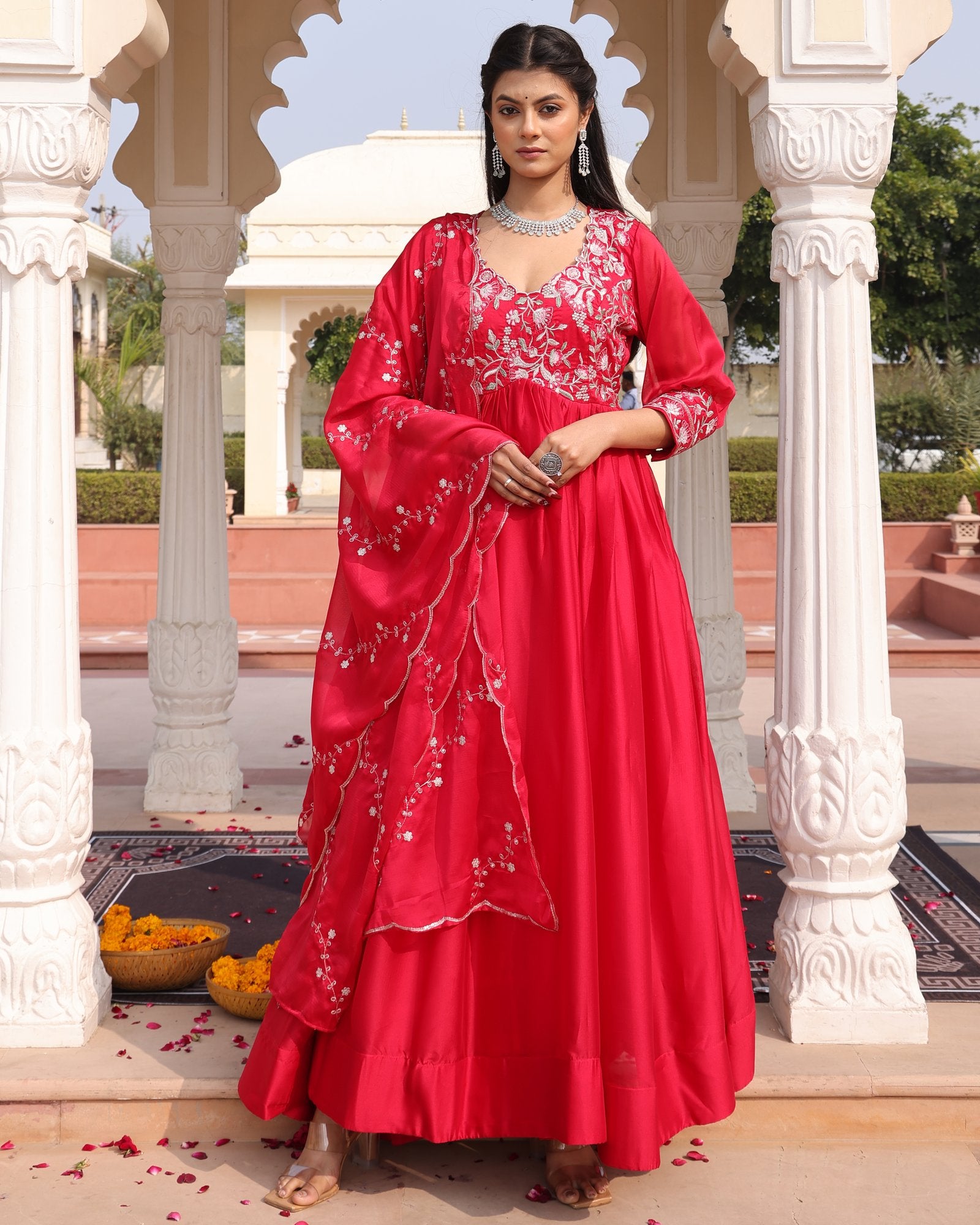 Pink Rangoli Silk Anarkali Suit