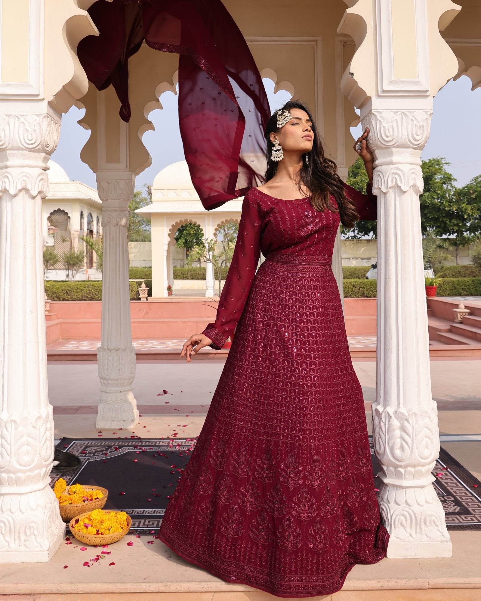 Purple Georgette Anarkali Suit