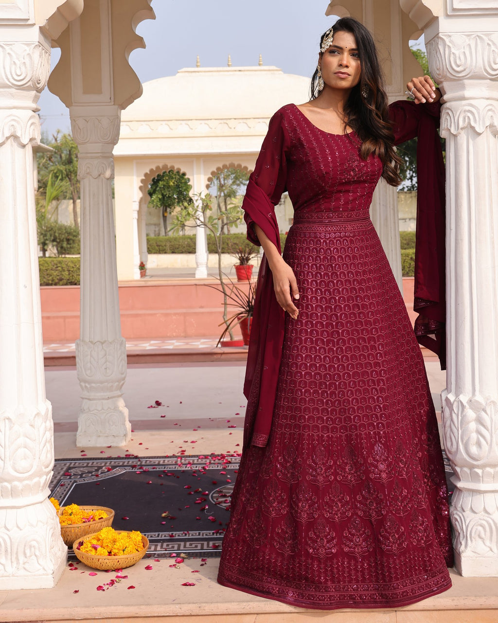 Purple Georgette Anarkali Suit