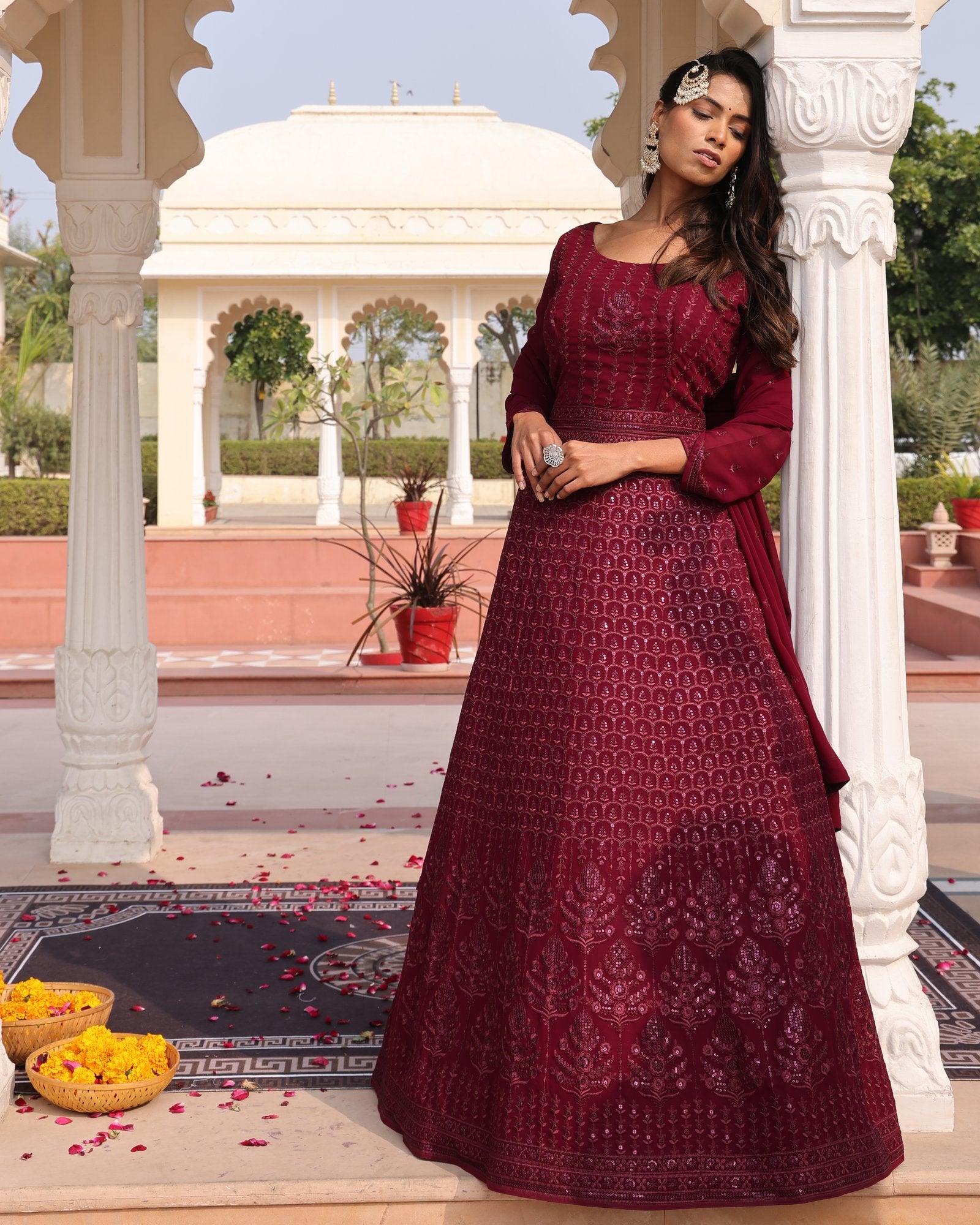 Purple Georgette Anarkali Suit