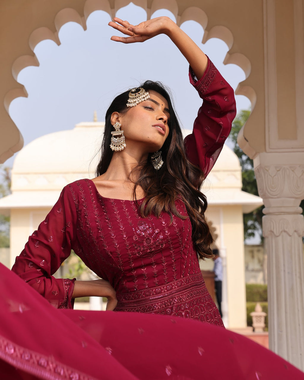 Purple Georgette Anarkali Suit