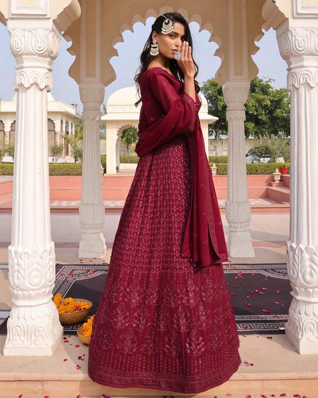 Purple Georgette Anarkali Suit