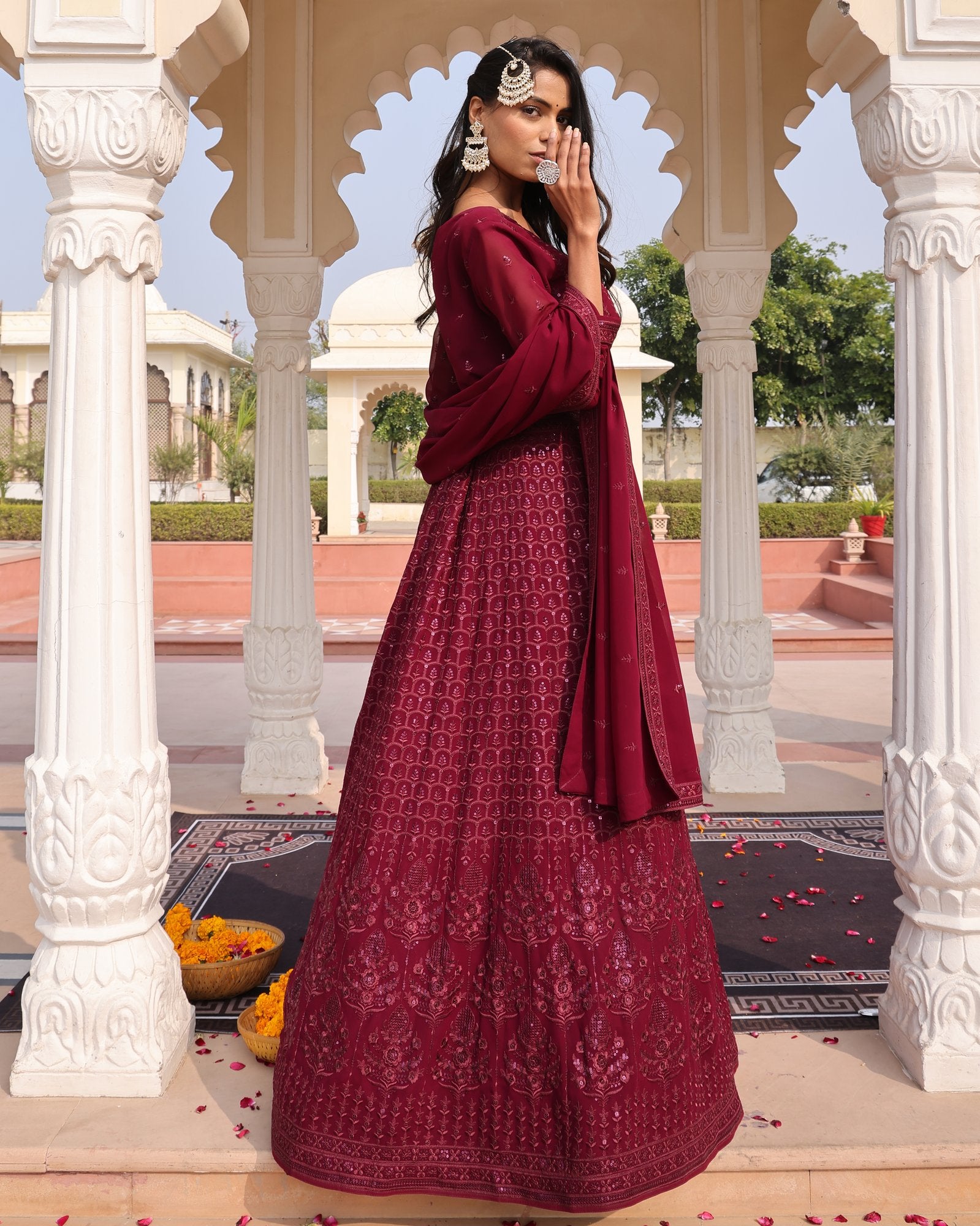 Purple Georgette Anarkali Suit