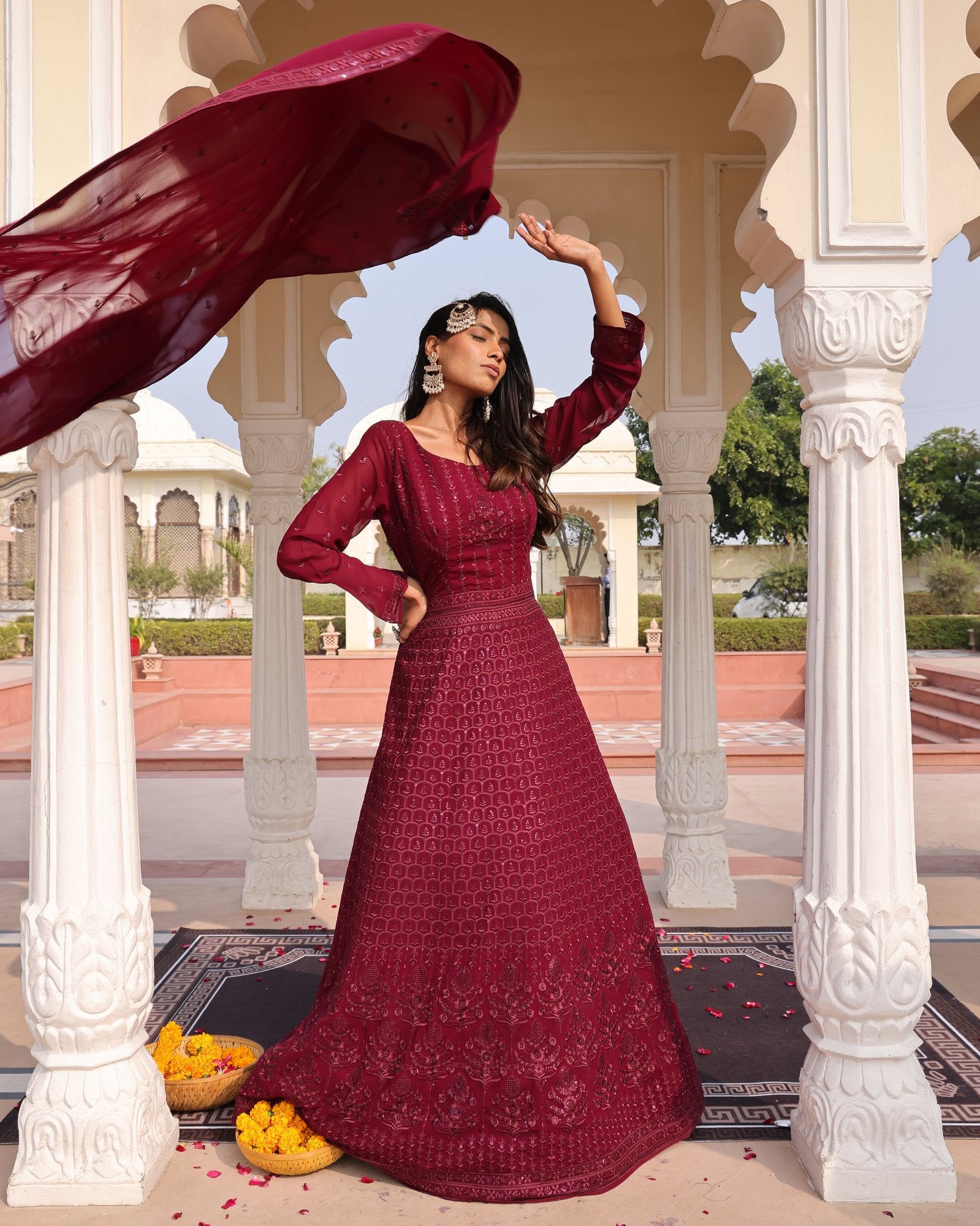 Purple Georgette Anarkali Suit