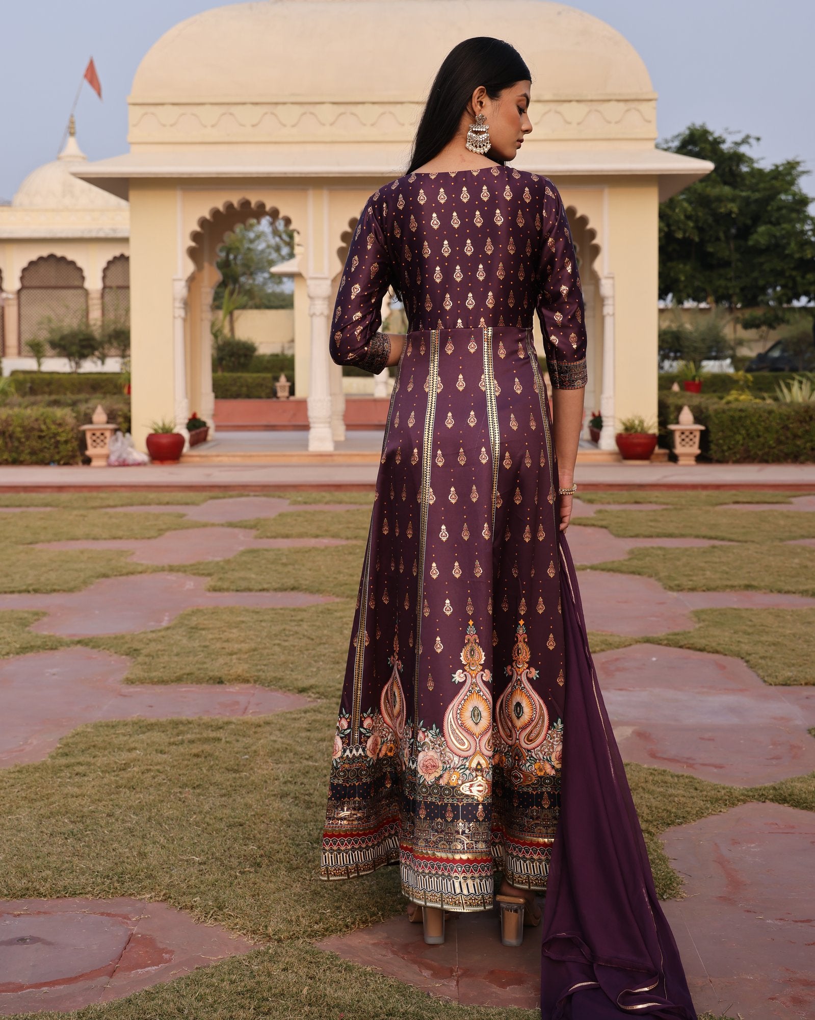 Purple Satin Anarkali Suit