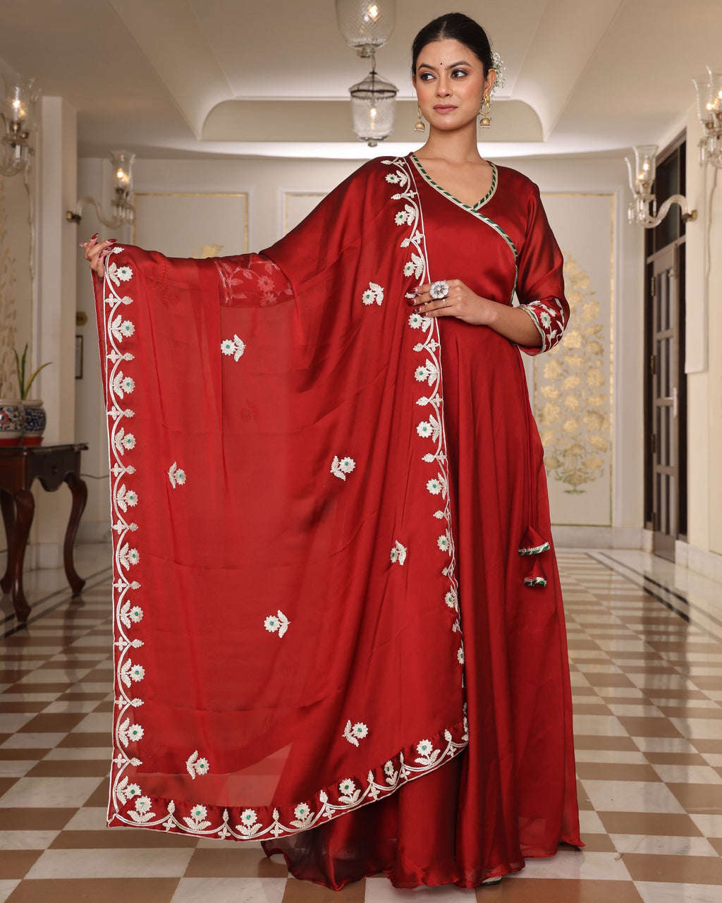 Maroon Rangoli Silk Anarkali Suit