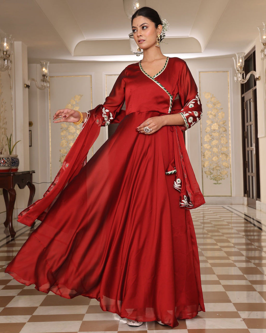 Maroon Rangoli Silk Anarkali Suit