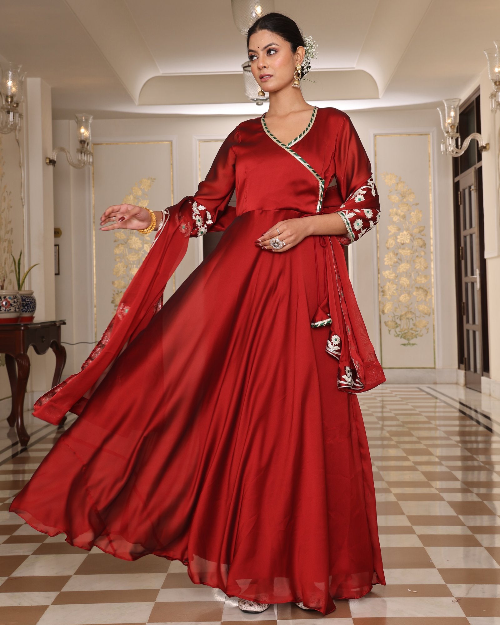 Maroon Rangoli Silk Anarkali Suit