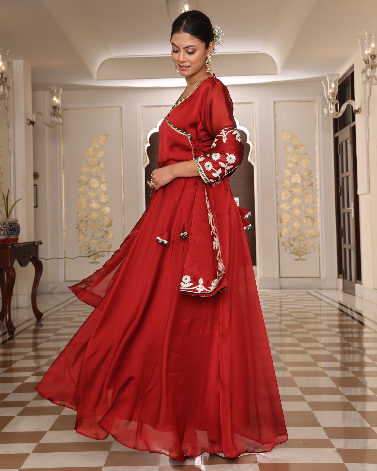 Maroon Rangoli Silk Anarkali Suit