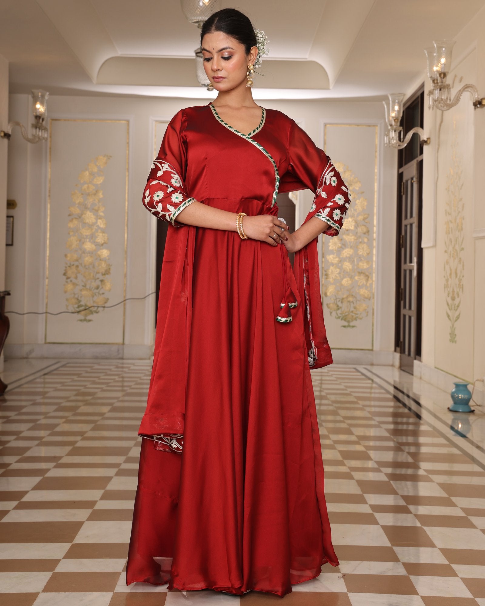 Maroon Rangoli Silk Anarkali Suit