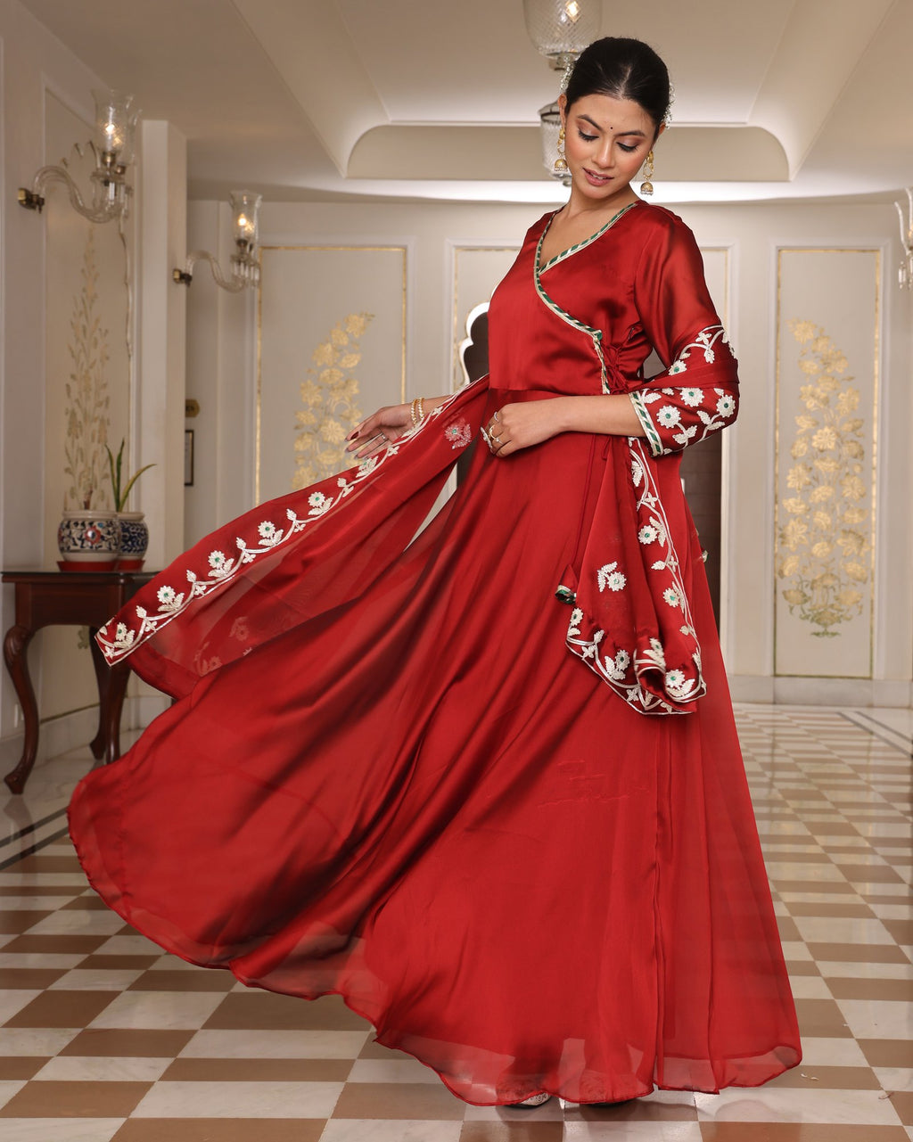Maroon Rangoli Silk Anarkali Suit