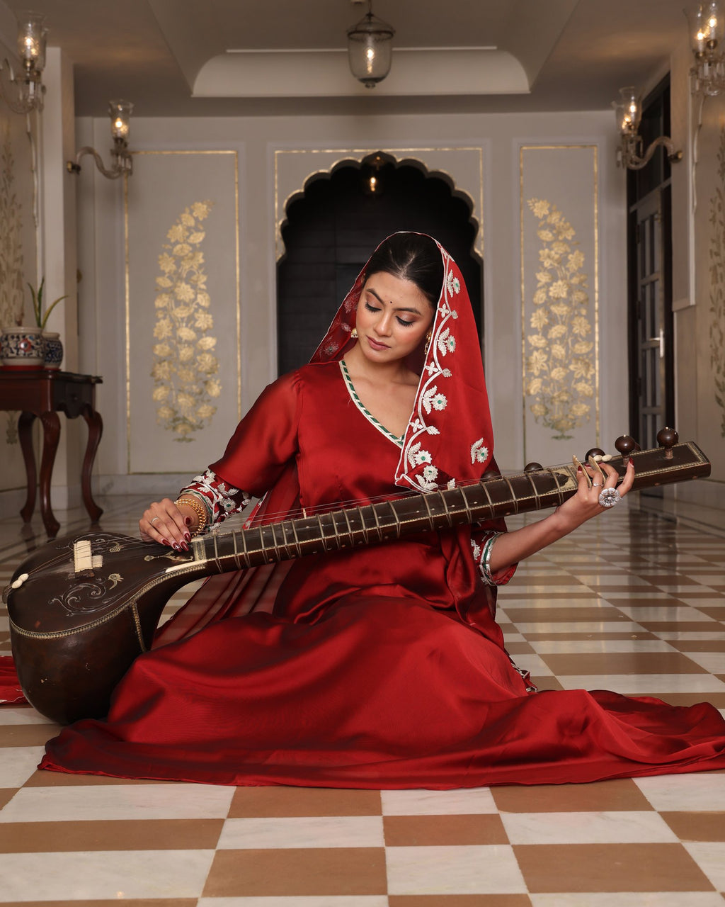 Maroon Rangoli Silk Anarkali Suit