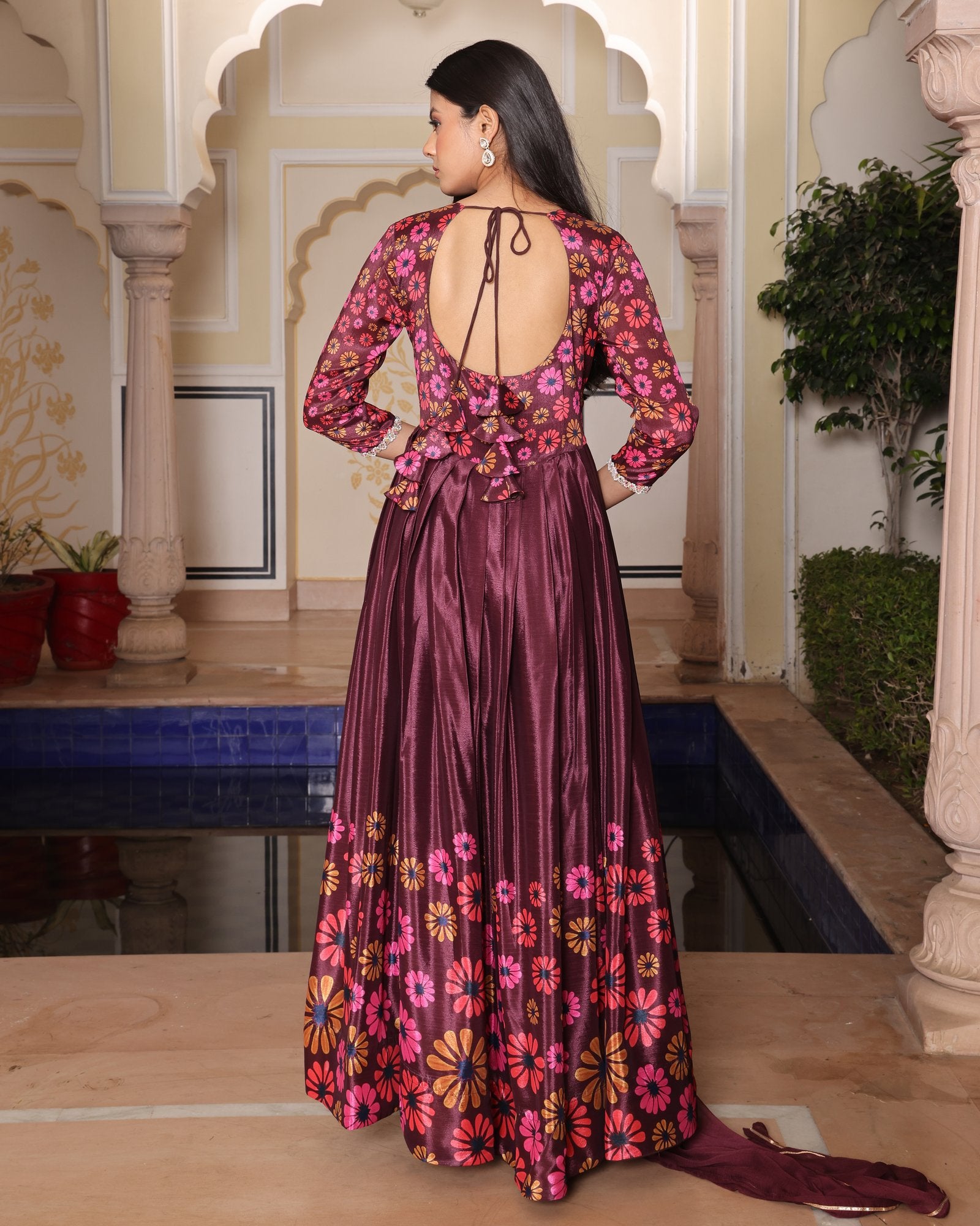 Coffeee Chinon Silk Anarkali Suit