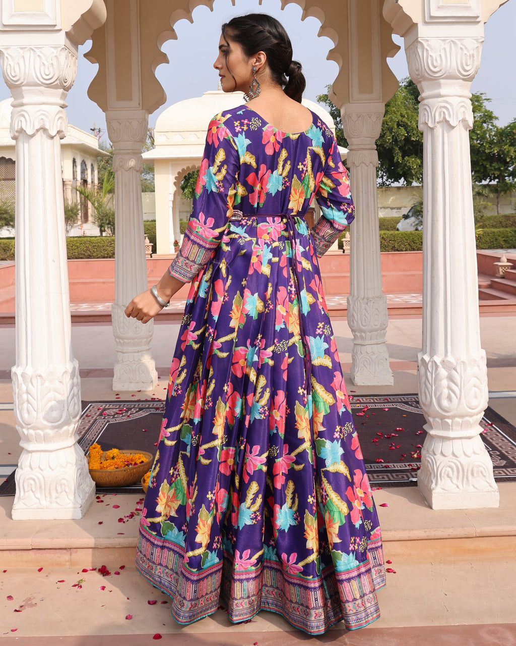 Purple Chinon Silk Anarkali Suit