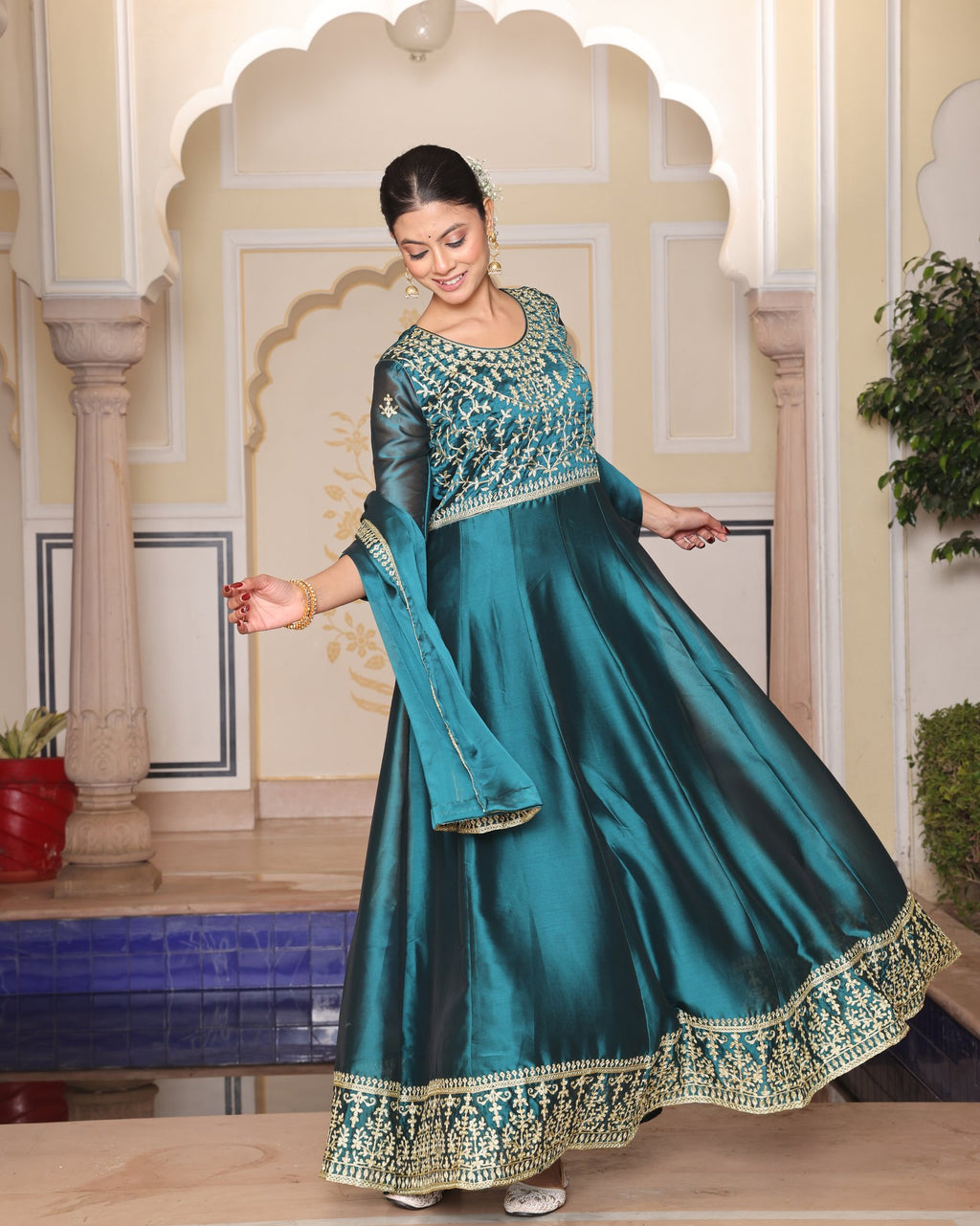 Rama Rangoli Silk Anarkali Suit