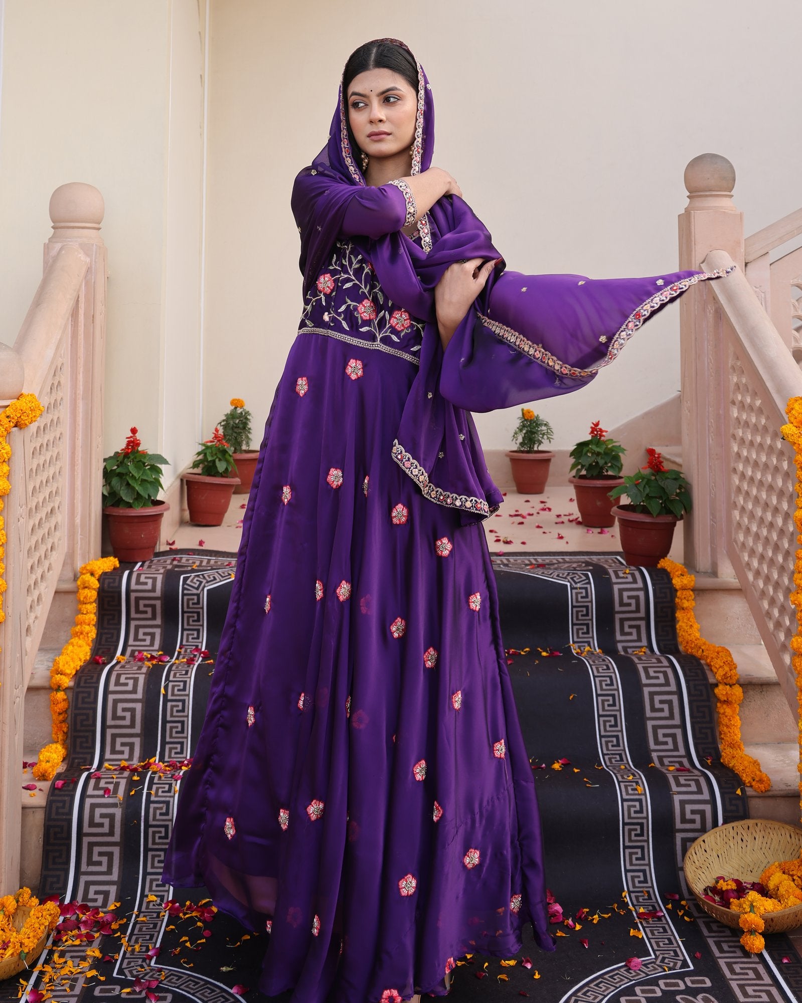Purple Rangoli Silk Anarkali Suit