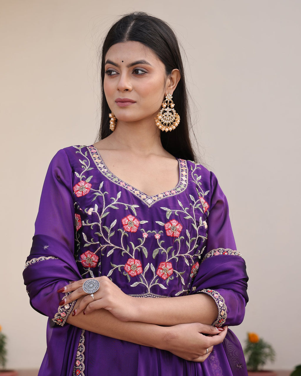 Purple Rangoli Silk Anarkali Suit