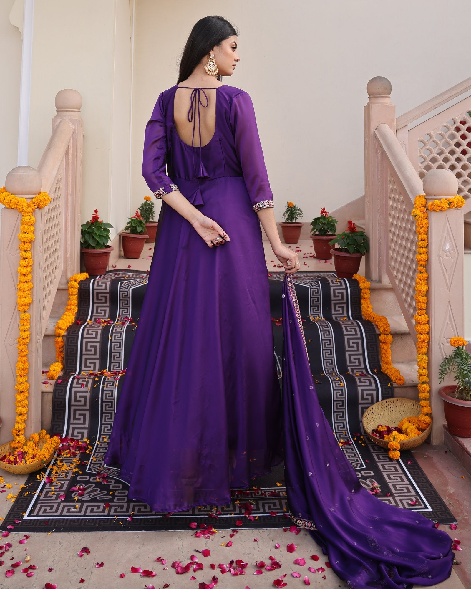 Purple Rangoli Silk Anarkali Suit