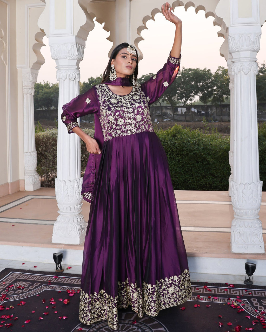 Purple Rangoli Silk Anarkali Suit