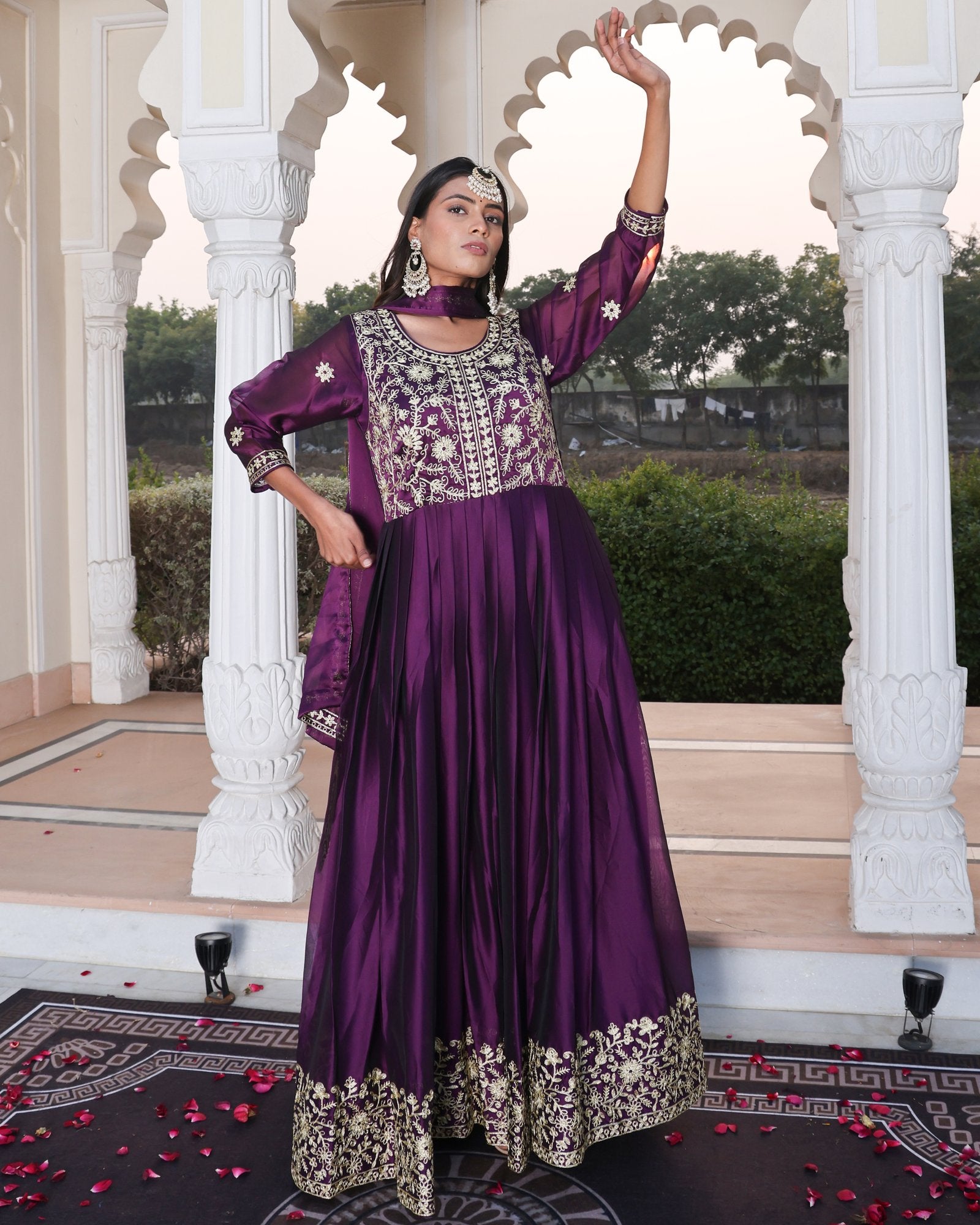 Purple Rangoli Silk Anarkali Suit