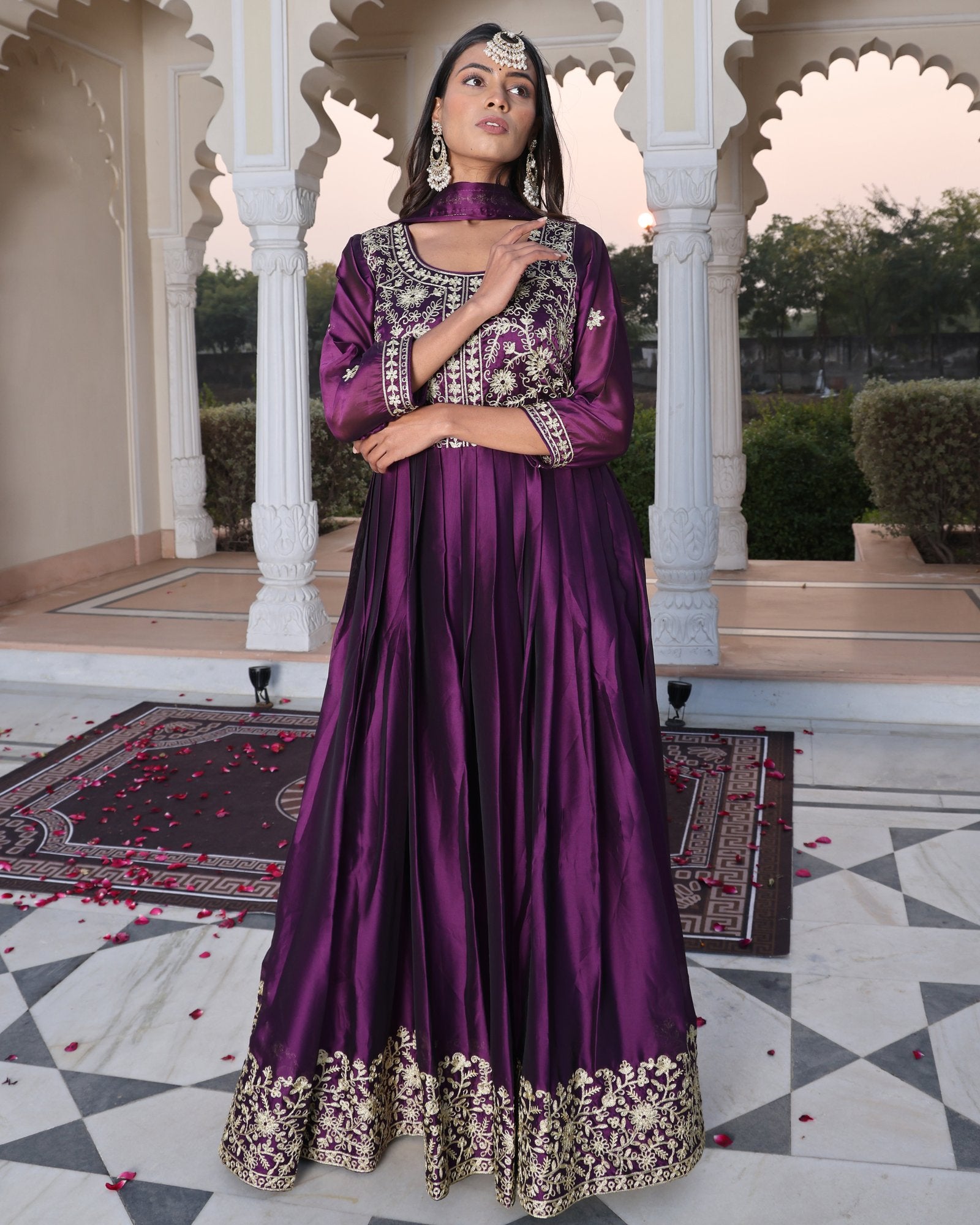 Purple Rangoli Silk Anarkali Suit