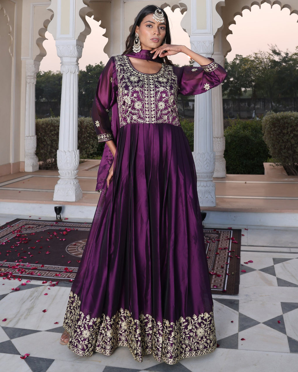 Purple Rangoli Silk Anarkali Suit