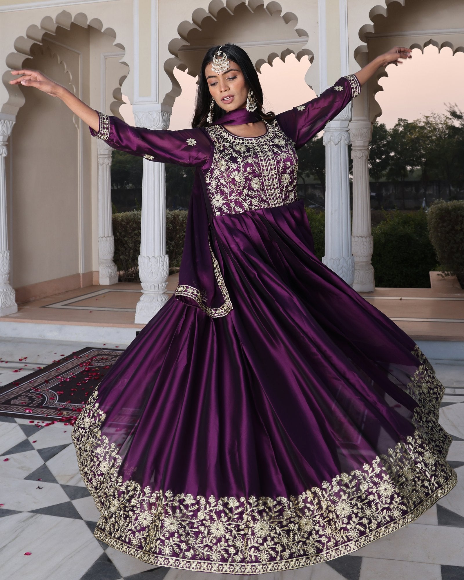 Purple Rangoli Silk Anarkali Suit