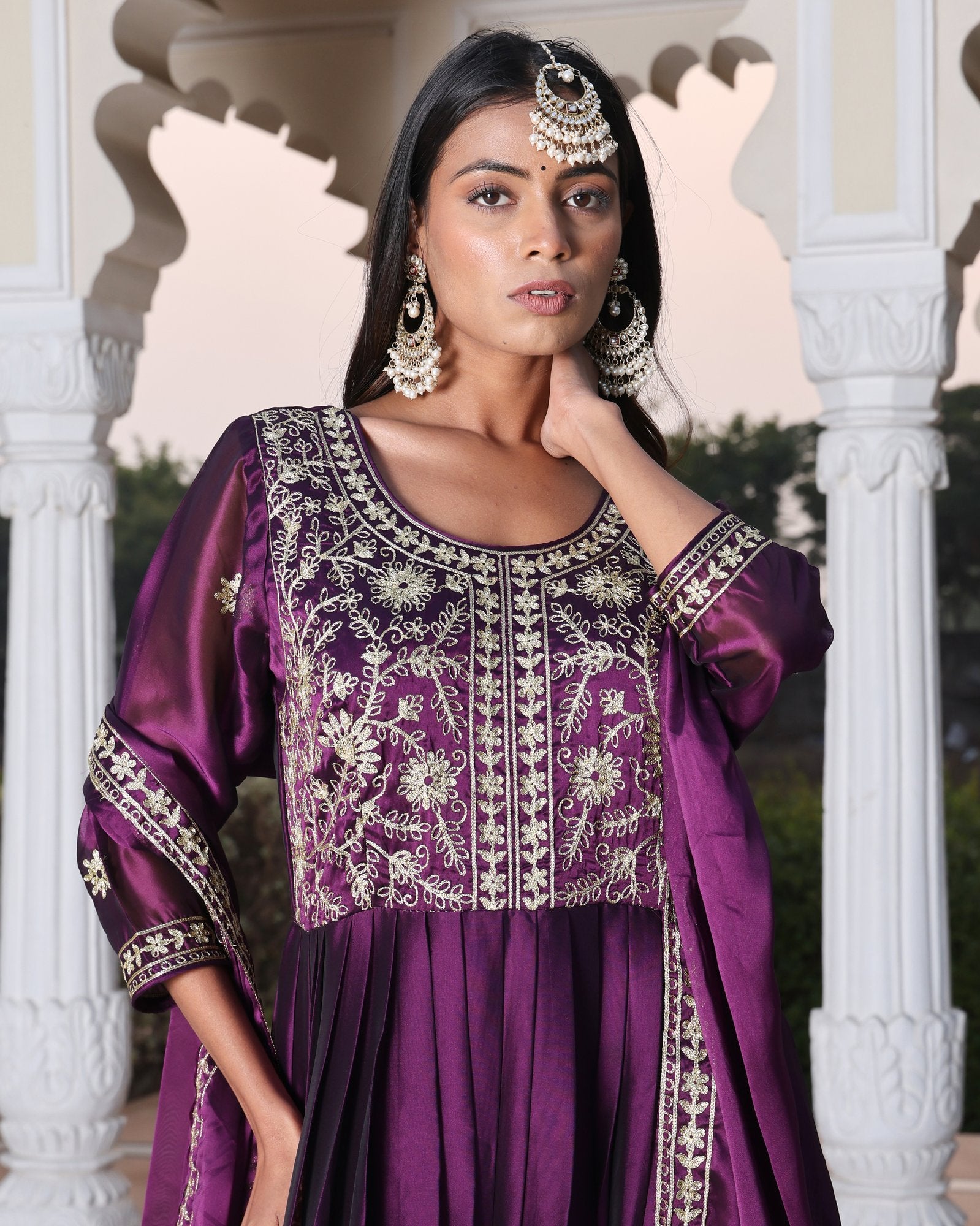 Purple Rangoli Silk Anarkali Suit