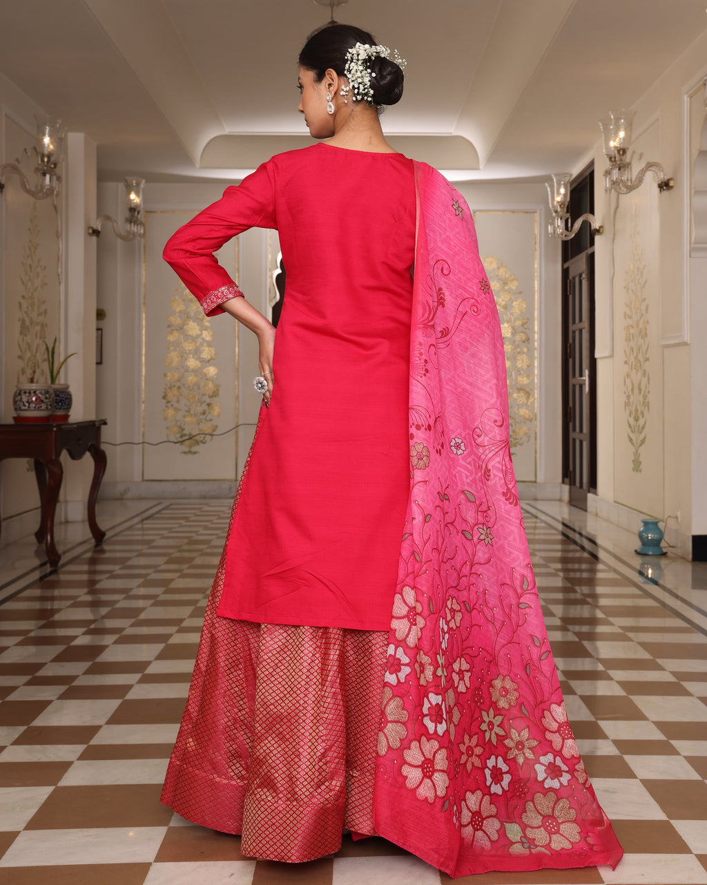 Pink Cotton Silk Anarkali Suit